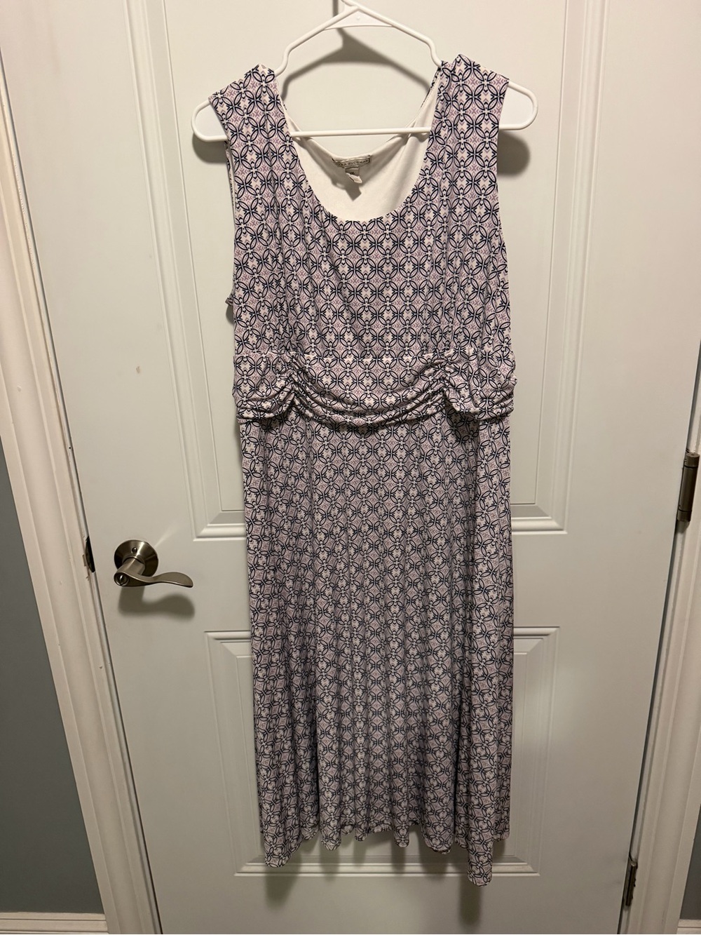 Women’sSleeveless Floral Geometric Dress - Purple and Navy